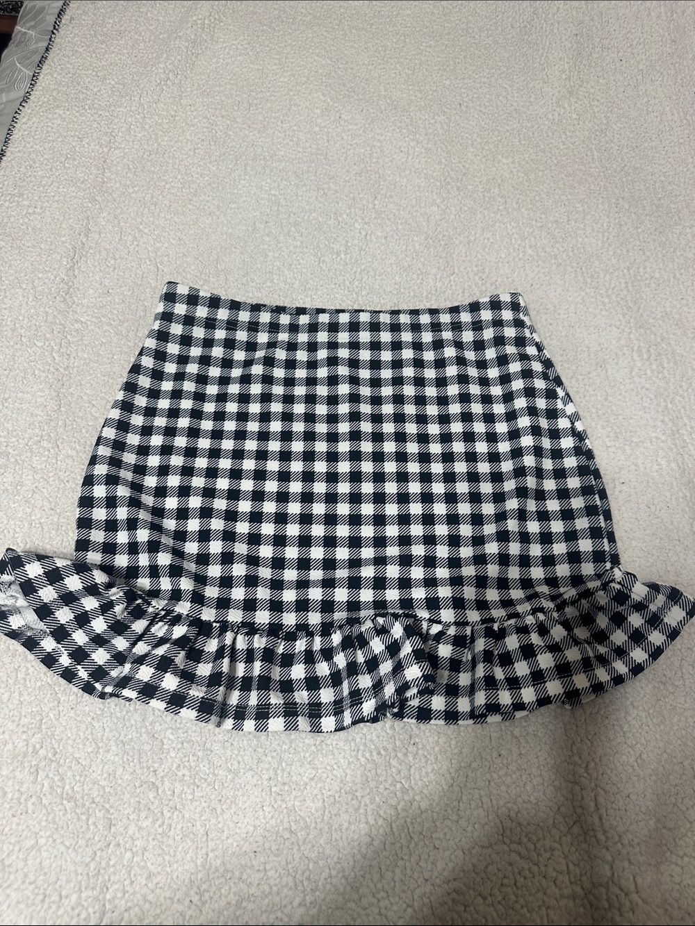 SHEIN Black and White Gingham Ruffle Mini Skirt